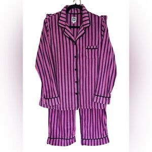 Anne Klein Women’s Pink and Navy Striped Pajama Set. Super soft Like New. Size L